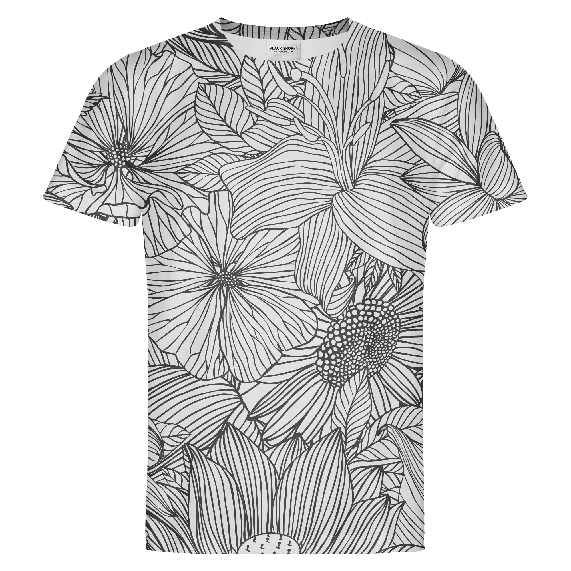 Levně B&W Flowers T-shirt – Black Shores